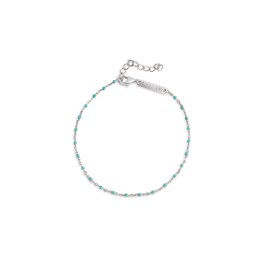 SINGULARU - Bracelet Dots Turquoise Enamel - Sterling Silver Bracelet with 18 Carat Gold or Rhodium Plated - One Size - Chain Length 18.5 cm - Women's Jewellery - Various Designs, Silver