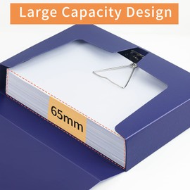 HUA JIE 2 Pack A4 Storage File Boxes Archives Case,65mm Spine,Box File Document Storage Box for Office School -Blue