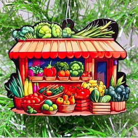 Farmers Market Ornament - Vegetable Market Veggie Stand Christmas Ornament