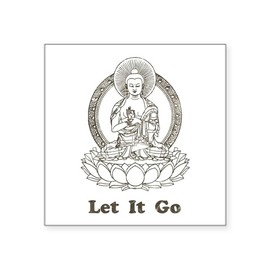 CafePress Vintage Buddha Let It Go Sticker Square Bumper Sticker Car Decal