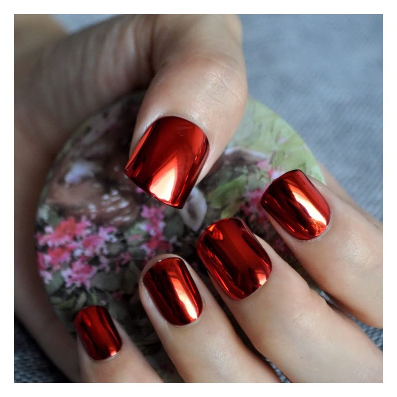 2 Boxes Red Chrome Nail Powder for Nails Art Design