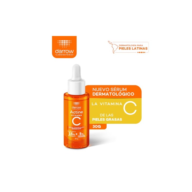 Darrow Actine Serum Facial Vitamina C y Niacinamida Iluminador, 30ml