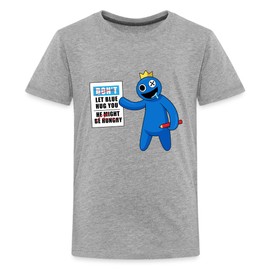 Rainbow Friends - Might Be Hungry T-Shirt (Kids, Heather Gray, 12-14)