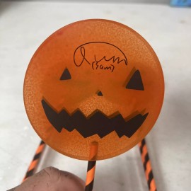 Trick r Treat Sam UnBitten Lollipop Prop Pumpkin Sucker Signed Quinn Lord COA