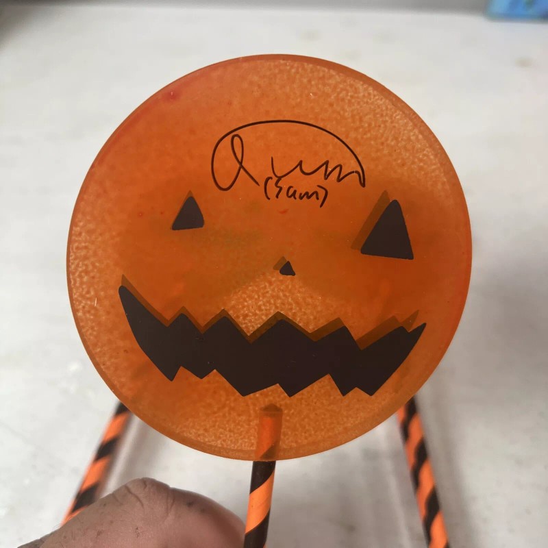 Trick r Treat Sam UnBitten Lollipop Prop Pumpkin Sucker Signed