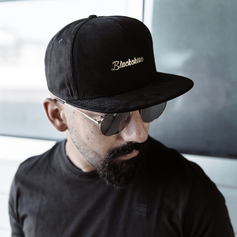 Blackskies Snapback Cap, Suede Camo Denim Visor Flannel, Unisex Premium