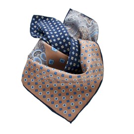 Prettystern Unisex Hand Rolled Silk Scarf for Men and Women with Print, 24 beige paisley