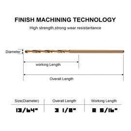 Narwhal 13/64" Inch Cobalt Drill Bits (13 Pack - Industrial Grade M35 Cobalt) 3-1/2" Inch Length & 135 Degree Split Point for Drilling Into Metal, Hardened & Stainless Steel, Cast Iron, & More!