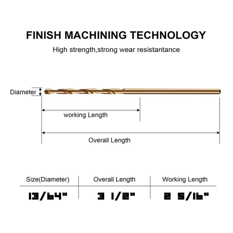 Narwhal 13/64" Inch Cobalt Drill Bits (13 Pack - Industrial