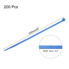 sourcing map 200PCS Cable Zip Ties 8 Inch, Self-Locking Nylon Wire Ties with 50 lbs Tensile Strength for Indoor and Outdoor, Blue
