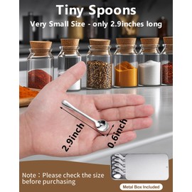 6PCS Tiny Spoons - Mini Stainless Steel Spoons 2.9 inch for Salt Jars Spice Jars, SUS 304 Food Grade Seasoning Spoon for Powder Spices, Pepper, Sugar, Coffee (6, Silver)