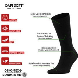 Dafi soft 6 Pack Men's Dress Socks Cotton, Multipack, Made in Turkey (UK 12-14 / EU 47-49, 6x Black)