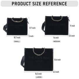 Chinllo Tote Bag for Women Quilted Chains Satchel Purse and Handbags with Shoulder Strap (E.Black-Ms)