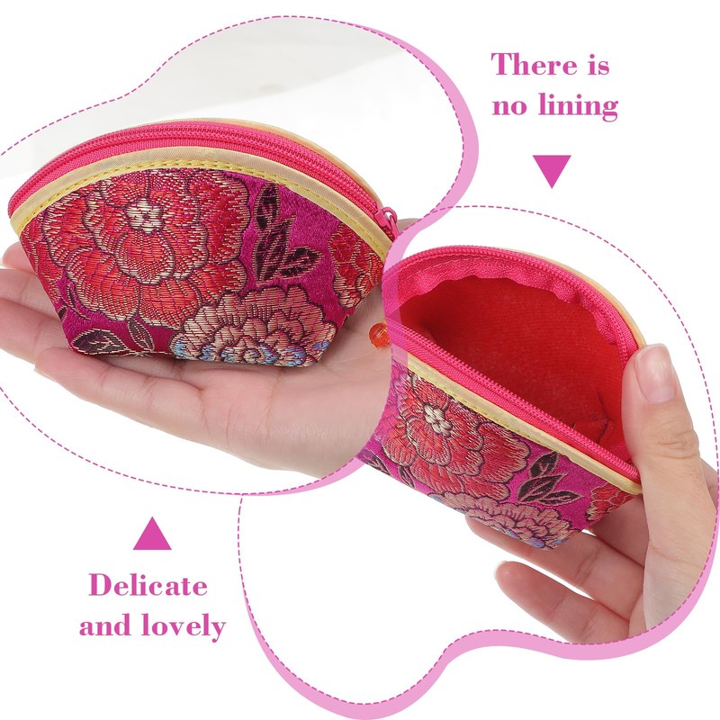 24 Pcs Silk Coin Purse Zipper Purse Embroidery Sugar Jewelry