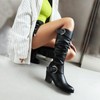Pixoecuty Wide Calf Riding Boots Women Knee High Slouch Round