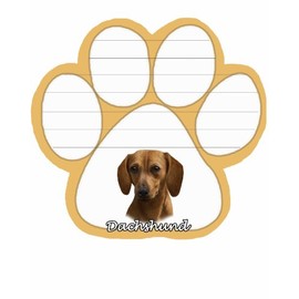Dachshund, Red Notepad With Unique Die Cut Paw Shaped Sticky Notes 50 Sheets Measuring 5 by 4.7 Inches Convenient Functional Everyday Item Great Gift For Dachshund, Red Lovers and Owners