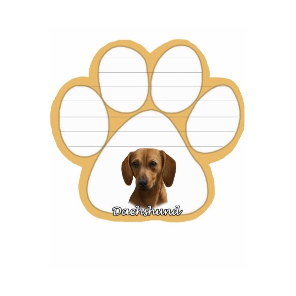 Dachshund, Red Notepad With Unique Die Cut Paw Shaped Sticky
