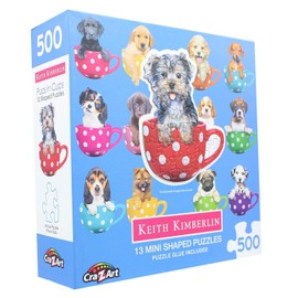 Lafayette Puzzle Factory Pups in Cups 1 : A Collection of 13 Mini Shaped Puzzles Totaling 500 Color Coded Pieces Exclusive Keith Kimberlin Editions,Multi-Colored,SG_B07B1GLTWW_US