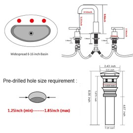 2 Handle Bathroom Faucet GGStudy3 Holes 360 Swivel Spout Antique Brass Widespread Bathroom Sink Faucet with Pop Up Drain