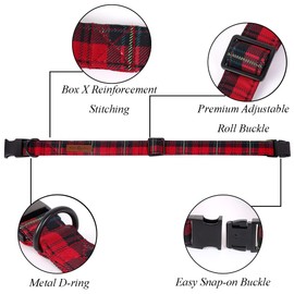 lionet paws Christmas Soft Cotton Bow Tie Dog Collar with Metal Clasp Adjustable Christmas Collars for Small Dogs, Neck 25-40 cm