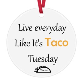 Taco Gifts for Women Men Christmas Ornaments for Tree Funny Taco Lover Gift Ceramic Hanging Ornament Gift Taco Party Gift for Food Lover Mexican Food Mexican Gift for Women Men Christmas Birthday Gift