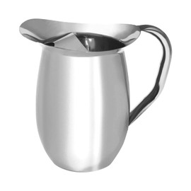 64oz, Smooth Silver Stainless Steel Water Pitcher With Ice Guard, stainless steel pitcher for restaurants.