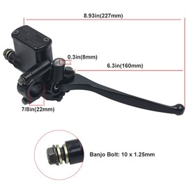 Triumilynn 7/8" 22mm Right Brake Master Cylinder for GY6 50cc 110cc 125cc 150cc 250cc Taotao Sunl Roketa Kazuma Baja Scooter Moped ATV 4 Wheeler Dirt Pit Bike-Black