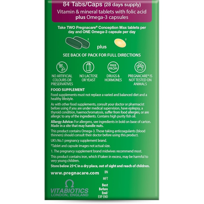 4 x Pregnacare Max Conception and Fertility for Women -