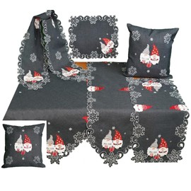 Raebel OHG Table Runner Table Cover Cushion Cover Christmas Grey Anthracite Embroidered with Secret Santa (33 x 45 cm Placemat)