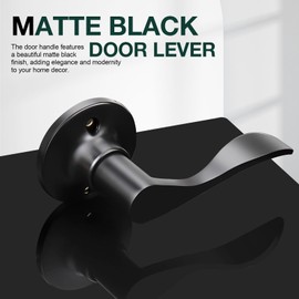 GOBEKOR 8 Pack Single Dummy Door Levers Right Handed Dummy Levers Matte Black Interior Door Handles for Closets Modern Wave Dummy Lever Door Handles