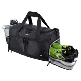 Ultimate Gym Bag 2.0: The Durable Crowdsource Designed Duffel Bag with 10 Optimal Compartments Including Water Resistant Pouch (Black, Small (15"))