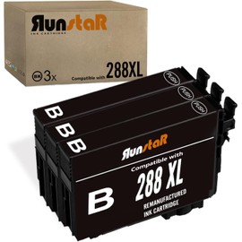 Run Star Remanufactured for 288XL T288XL Black Ink Cartridge for Epson 288XL T288XL T288XL120 use for Epson Expression Home XP-440 XP-330 XP-340 XP-430 XP-446 XP-434 Inkjet Printer (3 Black)