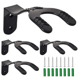 Disnace Pack of 4 Motorcycle Helmet Mount, Helmet Mount Wall, Helmet Wall Mount, Heavy Motorcycle Helmet Mount Wall Mount, Wall Mounted Helmet Shelf with Screws for Helmets Bags Keys, Black