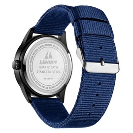 LN LENQIN Mens Watches Military Watch Analog Quartz Watches for Men Waterproof Wrist Watches with Date Nylon Band Army Tactical Sports Watch