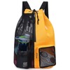 WANDF Swim Bag Mesh Drawstring Backpack with Wet Pocket for