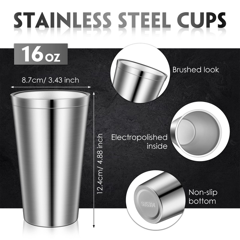 Zopeal Stainless Steel Cups 16 Oz, Double Wall Vacuum Pint