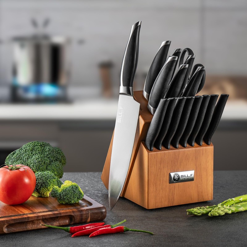 Wood Kitchen Set Knife Set for Kitchen with Block Stainless