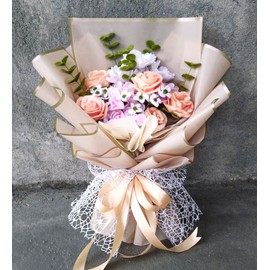 WRAPAHOLIC Premium Gold Edge Glassine Flower Wrapping Paper 20 Sheets - Waterproof Floral Bouquet Packing Paper - For Wedding, Birthday DIY Craft etc. - 22.5 x 22.5 Inch - Brush Pink