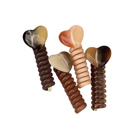 FineGood Hair Rubber Hair Accessories, Coil with Decoration, Telephone Type Rubber Ring Loose, Popular Hair Accessory, Adjustable, Simple, Solid, Stylish, Cute, Elegant, Commuting to Work or School