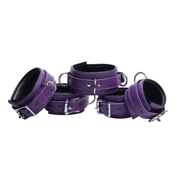 Strict Leather Purple 5 Piece Locking Leather Bondage Set