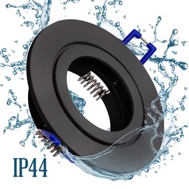 max K O M F O R T 6 x Recessed Spotlights Bathroom 5101-BK IP44 Round Black - Recessed Spotlight with GU10 Socket, Rustproof, Ceiling Spot for Wet Rooms