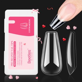 beetles Gel Polish Beetles Gel Nail Kit Nail Tips 500Pcs Medium Coffin Pre Shaped Clear Full Cover False Nails for Gel Art Polish Soak Off Lamp Easy Nail Extensions Acrylic False Press on Nail Tips
