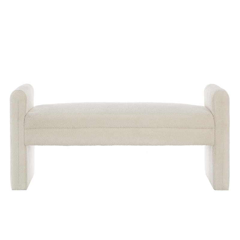 24KF Modern Boucle Teddy Lovely Bench, Upholstered Bed Bench Entryway