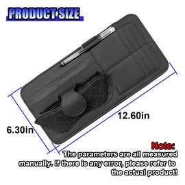 UHANBUT Car Sun Visor Organizer, Vehicle Sunglasses Holder, Automotive Storage Pocket for Pen, Glasses, Ticket, Card, Auto Interior Accessories Pocket for Car, SUV, Truck (Black)