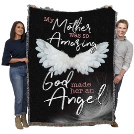 My Mother was So Amazing God Made Her an Angel Blanket - Sympathy Bereavement Gift Tapestry Throw Woven from Cotton - Made in The USA (72x54)