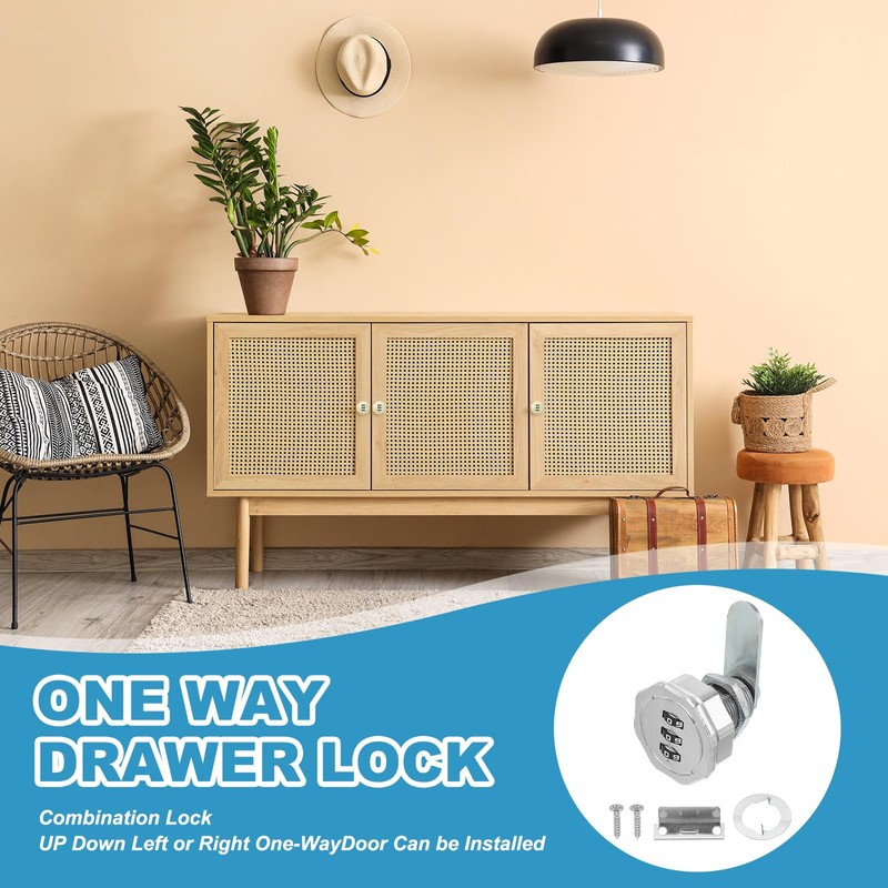 PATIKIL 組み合わせカムロック 亜鉛合金 キーレス 3桁パスワード ファイルキャビネットロック 1-3/16" シリンダー クロム仕上げ セキュリティロック