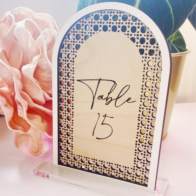 Rattan Table Numbers - Wedding Decor - Boho - Retro
