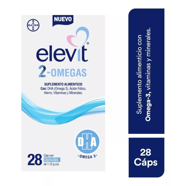 Bayer Elevit 2 Omegas Sup Alimenticio Con Dha&acido Folico Cap C28 Sabor Neutro