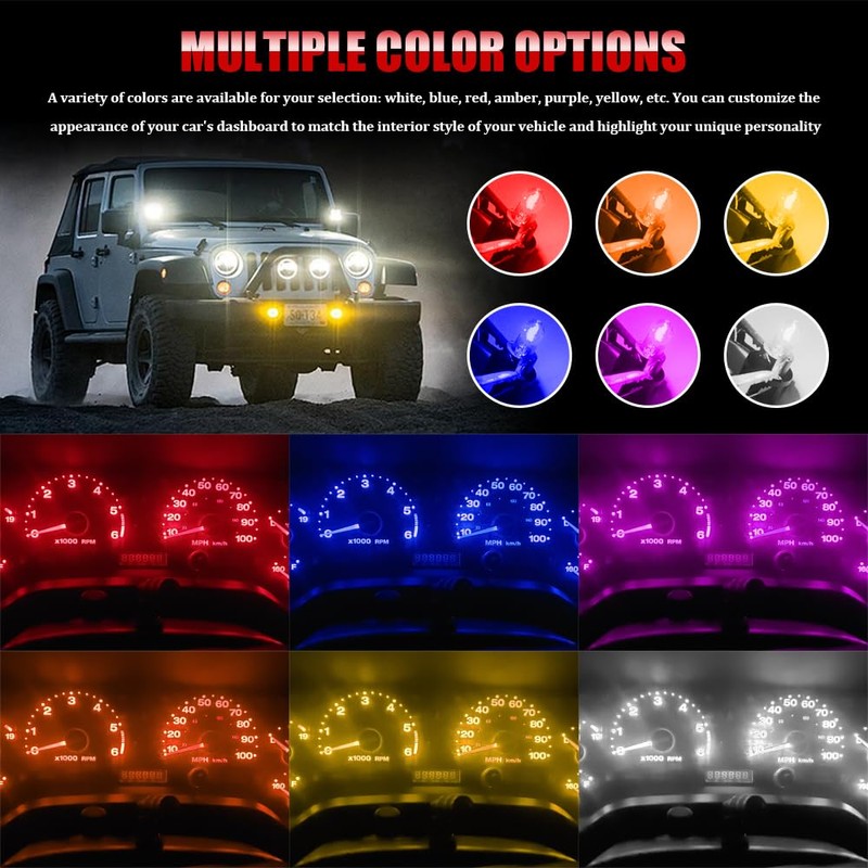 20PCS Car T5 Instrument Lights, Instrument Cluster Bulbs, 12V 1.2W