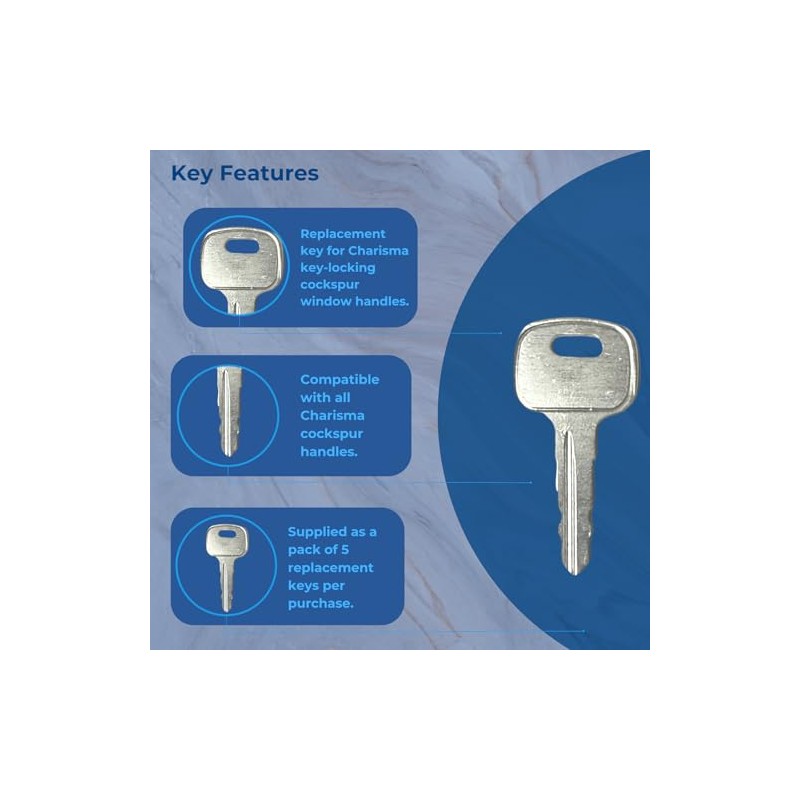 Pack of 5 ERA Cockspur Charisma Window Handle Replacement Keys